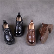 头层牛皮厚底乐福鞋56669   黑色151双 棕色35双