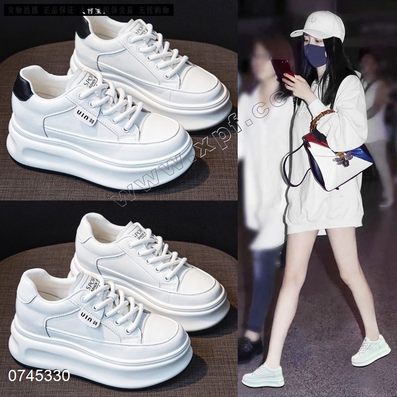 新款厚底休闲鞋百搭内增高小白鞋6030-1
