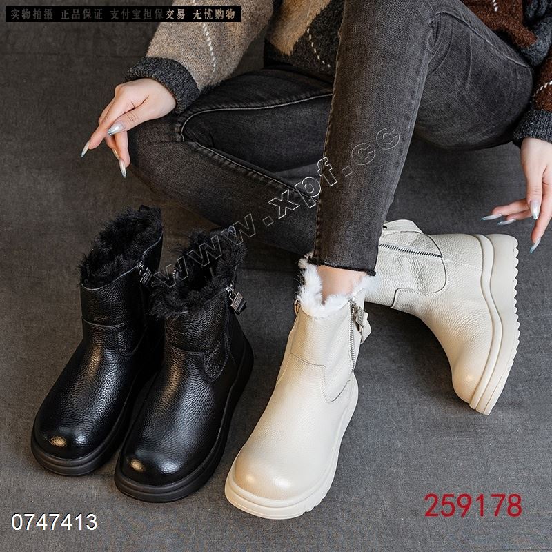 新款头层牛皮雪地靴259178  800克仿兔毛内里
